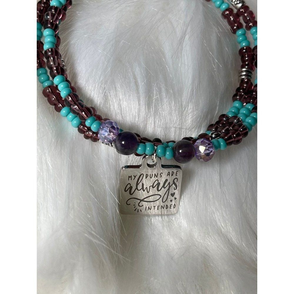 Handmade purple beaded wrap bracelet/ memory wire bracelet/ funny bracelet/ gift